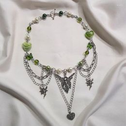 Pendant Necklaces Beautiful Fairy Pearl Heart Necklace Fairycore Goblincore Cottagecore Handmade Y2k Gift Present Magic Yk2