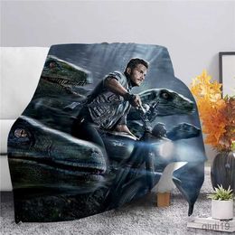 Blankets Jurassic Dinosaur Flannel Blanket Print Child Adult Quilt Throws Blanket Sofa Travel Student Blanket Drop Size R230819