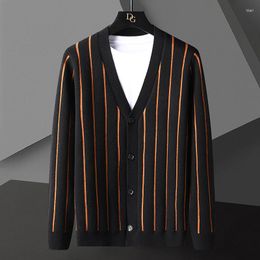 Men's Sweaters Fall 2023 Winter Cardigan Men Fashion Designer Striped Cashmere Sweater Coat Casual Knit Mens Jacket M-4XL