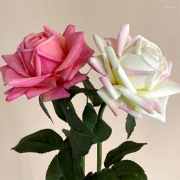 Decorative Flowers 4Pc Artificial Moisturizing Rose Decor Real Touch Weding Bridal Hand Bouquet Party Home Decora Fake