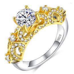 Cluster Rings Non-fading Top Quality Flower Hollowing Craft Gold/Plata Colour Ring Fashion Jewellery Full Sizes Wholesale