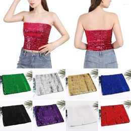 Stage Wear Stage Wear Sequin Belly Dance Bra Charming Shiny Off Shoulder Performance Top High-elastic Nightclub Wrapped Chest For Thailand/India/Arab