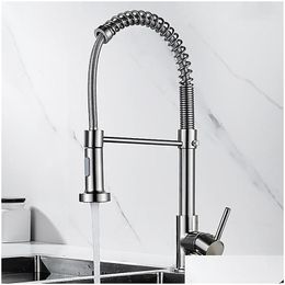 Bathroom Sink Faucets Black Pl Out Kitchen Faucet Spiral With Spray Single Handle 360 ° Rotatable Brass Mixer Tap 5 Drop Delivery Home Dh1Wp