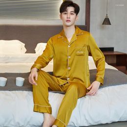 Women's Sleepwear Spring Ice Silk Pyjamas Men Long Sleeve Thin Suit Age Season Trill Live Big Yards Household To Take Comfortable And