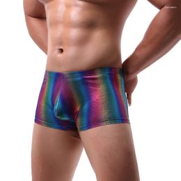 Underpants Coloured Boxer Rainbow Personality Comfortable Briefs Men's Underwear Nylon U Convex Pouch Low Waist Men Shorts