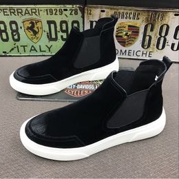 Boots mens fashion chelsea boots handsome streetwear platform shoes breathable cow leather boot black ankle botas chaussure homme mans 230818