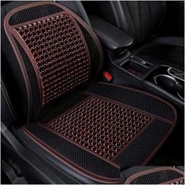 Car Seat Covers Ers Summer Cushion Support The Cars Waist Is Ventilated Bamboo Piece Wooden Bead Single Backrest And M Drop Delivery Dholb