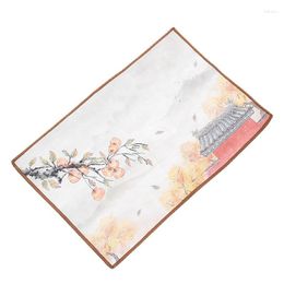 Tea Napkins Chinese Ancient Style Painted Towel Strong Absorbent Thickening Mat Pure Cotton Velvet Material