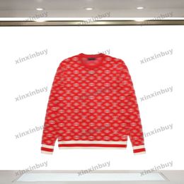 xinxinbuy Men women designer Sweatshirt flower Letter jacquard sweater yellow black white red XS-XL