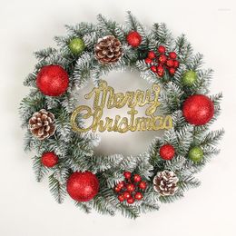 Decorative Flowers Red Christmas Wreath For Front Door Gold Window Wall Decorations 2023 Garland Ornament Navidad