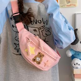 Evening Bags Japanese Cute Little Bear Chest Bag Star Cartoon Student Crossbody Bag Small Fresh Girl Shoulder Bag Women's Bag 230818