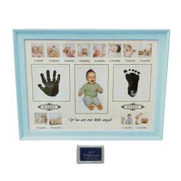 Skewers Baby Handprint Footprint Photo Frame with Stamp Ink Newborn Decor Gift Kids Imprint Hand Inkpad Souvenirs