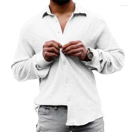 Men's Casual Shirts Simple Style Single-breasted Cardigan Shirt Male Autumn Breathable Linen Blouse Youth Loose Long Sleeve Lapel Tops
