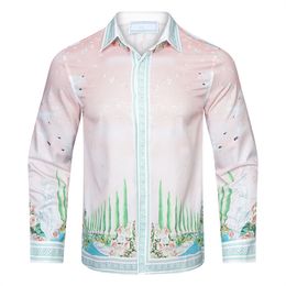 Casual Shirts Floral Print for Men's Autumn Long Sleeve Slim Asual Shirt Business Social Formal Dress Tops Street Party Tux M-3XL#101