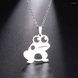 Pendant Necklaces Hollow Out Stainless Steel Large Eye Lucky Frog Charming Women's Necklace Fashion Accessories Cute Animal Jewellery Gift