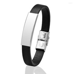 Strand Men Bracelet Black PU Bangle With Stainless Steel Nickel Lead & Cadmium Free 10mm Sold Per 7.5inch/8inch/8.5inch