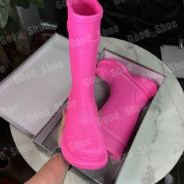 Boots BB 2024 Women Designer Knee Balencigaas Rain Rubber Balanciagalies Winter Luxury red bottoms red boots Rainboots Platform Pink Black Green Outdoor cross ORJU