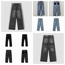 2023 Casual Streetwear Slim Fit Distressed Jeans Men Letter Jean Pants Trendy Dance Club Toursers Fashion Bottoms Denim High Quality