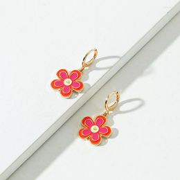 Dangle Earrings Vintage Multicolor Flower For Women Cute Drop Oil Metal Unusual Fashion Aesthetic Jewelry Gift