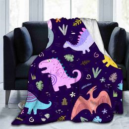 Blankets Dinosaur Throw Blanket Kids Boys Ancient Animal Flannel Fleece Blanket Blankets for Couch Sofa Bedroom Living Room R230819