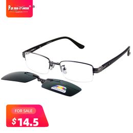 Fashion Sunglasses Frames Optical Glasses Frame and Polarized Clip on Sunglasses Half Rimless Eyeglasses Frame Magnetic Glasses Clip Spectacles 592 230818