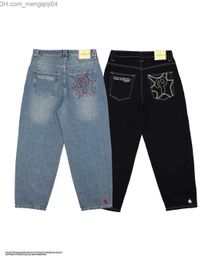 Men's Pants Embroidered straight wide leg jeans for men and women street clothing 2023 New Harajuku letter casual simple pocket jeans Y2k pants Z230819