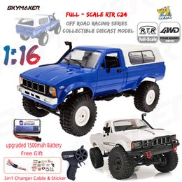 Diecast Model WPL C24 1 Full Scale RC Car 1 16 2 4G 4WD Rock Crawler Electric Buggy Climbing Truck LED Light On road 1 16 For Kids Gifts Toys 230818