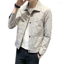 Men's Casual Shirts Outerwear Spring And Autumn Handsome Youth Workwear Polo Neck Jacket Korean Style Slim Fit Shirt Top Clothes