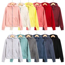 Women Jacket Yoga Wear Jackets New Fashion Autumn Women Hoodies with Pocket Hoodie yoga wear Scuba Oversized Half-Zip Full zip Hoodie Hoodies Sweatshirts US size 4-12