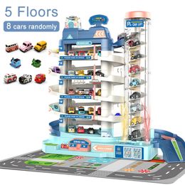 Diecast Model Electric Track Parking Building Car Toy Racing Rail Train for Children Gifts Mechanical Adventure Brain Table Game 230818