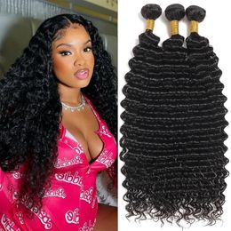 Deep Wave Bundles Brazilian Human Hair Water Wave Bundles 1/3/4 PCS 100% Human Hair Loose Deep Wave 8-30" Remy Hair Extensions