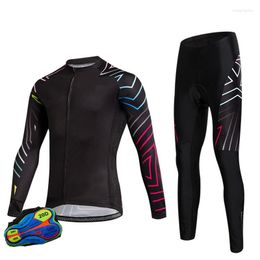 Racing Sets Men Breathable Back Pocket SportsQuick Dry Mountain Bike Jersey Polyester Long Sleeve Road Cycling Set
