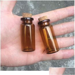 Lab Supplies Wholesale 2Ml 5Ml 10Ml Amber With Cork Empty Small Brown Tiny Mini Glass Bottles Vials Jars Container Jllqvt Drop Deliv Otdnw