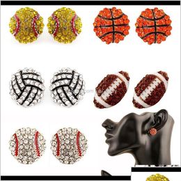 Stud Sports Ball Shape Charm Crystal Basketball Volleyball Baseball Softball Women Girl Jewellery Creative Gift J0B7H X5Ewo Drop Deliver Dhgyq