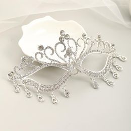 Hair Clips Bridal Headdress Crystal Rhinestone Mask Metal Veil Women Wedding Dance Party Headwear Head Tiara Face Accessories