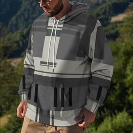 Men's Hoodies Oversized Sweatshirt Loose Tops Autumn Winter Hoodie Plaid Print Outfits Moletom Masculinos Plus Size