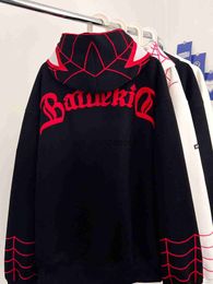 Men's Hoodies Sweatshirts Hot sell Harajuku Spider embroidered zip up hoodies women outerwear tops korean y2k grunge gothic new sweatshirt goth clothes J230818