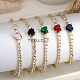 Bangle 5PCS Luxury Tennis Bracelets Heart Square Oval Shaped Bracelets For Women Wedding Zircon Charm Bracelet Hand Gift J230819