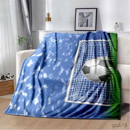 Blankets Soccer Ball Field Football Goal Throw Blanket Soft Flannel Blankets Bed Sofa Bedspread Home Decor Christmas Birthday Gifts R230819