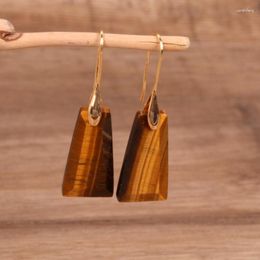 Dangle Earrings 2023 Bohemia Natural Tiger Stone Trapezoid-shaped For Women Girls Colourful Vintage Ear Hook Gifts