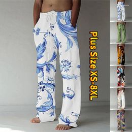Men's Pants Pattern Printed Men Straight Loose Dance Trousers Outside Ride Daily Style XS-8XL
