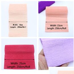 Paper Products Wholesale 250X25Cm 15Cm 10Cm Flower Making Crepe Papers Diy Craft Wrap Packing Material Wedding Christmas Party Decor Otwhv