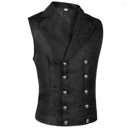 Men's Vests Adult Steampunk Cosplay Waistcoat Patchwork Gothic Medieval Jacket Tailcoat Double Breated Vest Renaissance Pirate
