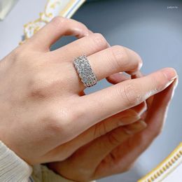 Cluster Rings 2023 925 Silver European Border White Diamond High Carbon Ring Fashion Simple