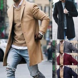 Mens Wool Blends Singlebreasted Overcoat Loose Casua Male Long Cotton Coat Spring Pure Color Business Slim Windbreaker jackets 230818