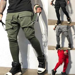 Men's Pants Chic Hip Hop Elastic Waistline Workwear Sweat Absorbing Trendy Casual Sweatpants