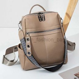 backpack 2023 Leather Women's Solid Color Wild Trend Leisure Large Capacity Travel Bag Youth Girl caitlin_fashion_bags