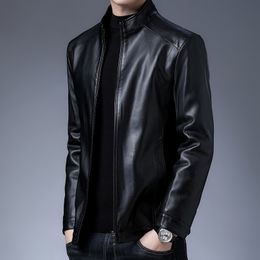 Men's Jackets WINSTAND brand Vintage Leather Jacket Streetwear Casual Blazer Jackets Man Outerwear Men Leather Suit Jacket Men Slim Fit Coats 230816