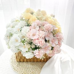 Decorative Flowers Wedding Decor Artificial Autumn Color Mini Ball Chrysanthemum Bouquet Simulation Flower Restaurant Decoration Fake Plant