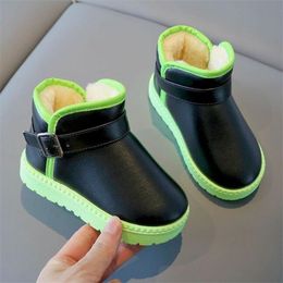 Children's snow boots winter new girls' short boots with velvet anti-slip glossy princess cotton boots